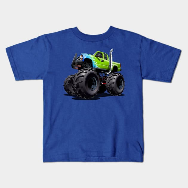 Cartoon monster truck Kids T-Shirt by Mechanik